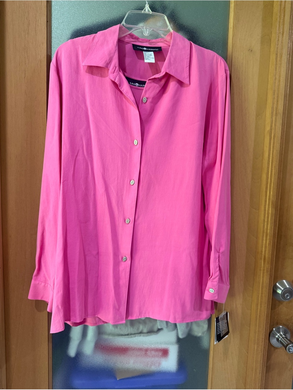 Sag Harbor Pink - 2 Pieces - Sleeveless Long Sleeve Blouse Shirt - Size Small